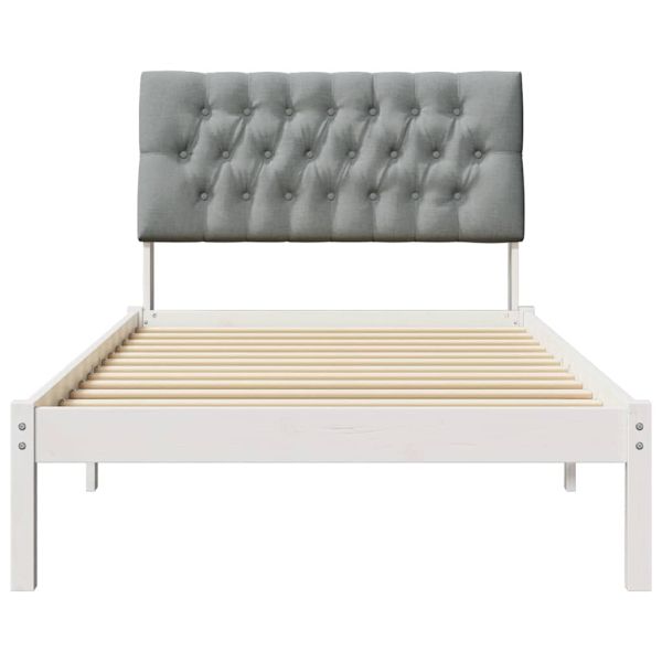 Леглова рамка с тапицирана гръбна част Бяло 100 x 200 cm