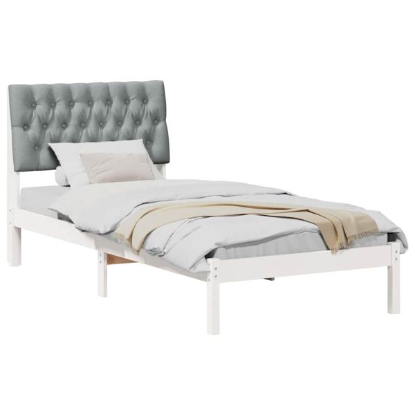 Леглова рамка с тапицирана гръбна част Бяло 90 x 200 cm