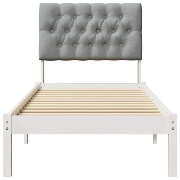 Леглова рамка с тапицирана гръбна част Бяло 75 x 190 cm