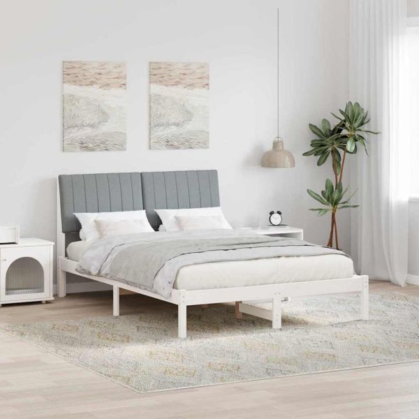 Рамка за легло Светлосиво 140 x 190 cm Солидно борово дърво