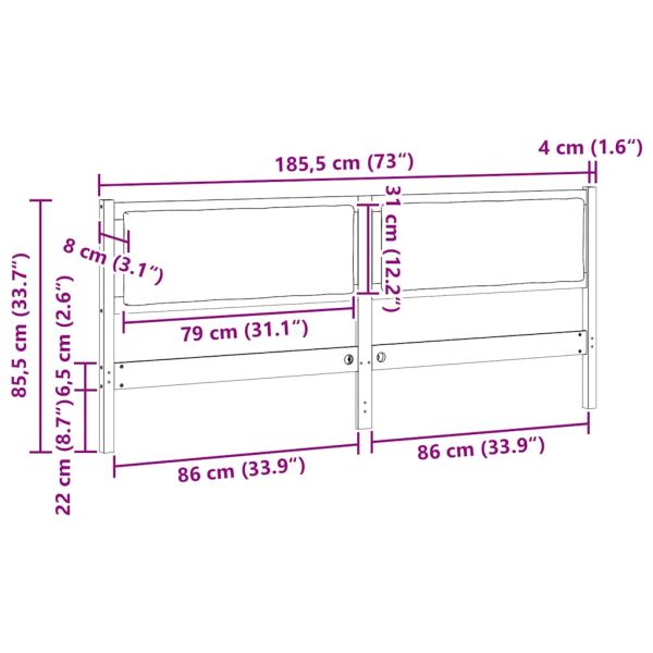 Облегалка за глава Друг Кафяво 180 cm Борово дърво масив