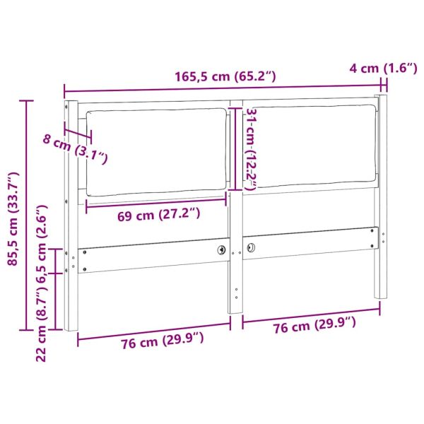 Облегалка за глава Друг Бяло 160 cm Борово дърво масив