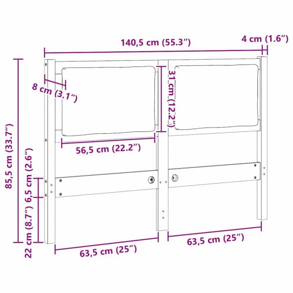 Облегалка за глава Друг Кафяво 135 cm Борово дърво масив