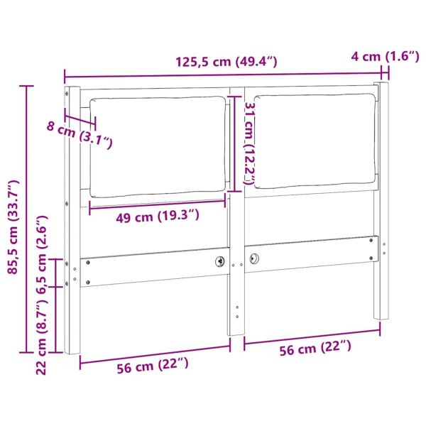 Облегалка за глава Друг Бяло 120 cm Борово дърво масив