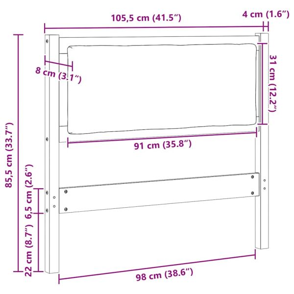 Облегалка за глава Друг Кафяво 100 cm Борово дърво масив