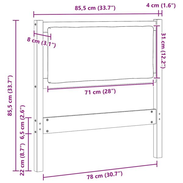 Облегалка за глава Друг Кафяво 80 cm Борово дърво масив