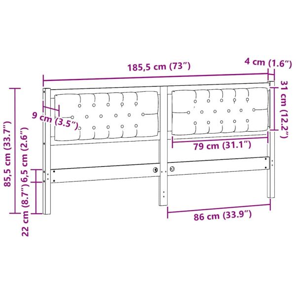 Облегалка за глава Кафяв и светло сив 160 cm Борово дърво масив