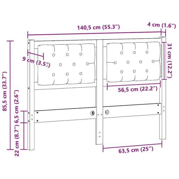 Облегалка за глава кафяво и тъмносиво 135 cm Борово дърво масив