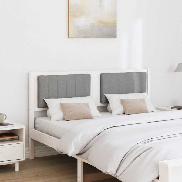 Тапицирана табла с таблото Бяло 140 cm Солидно борово дърво