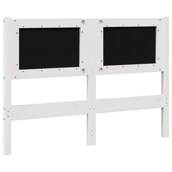 Тапицирана табла с таблото Бяло 120 cm Солидно борово дърво