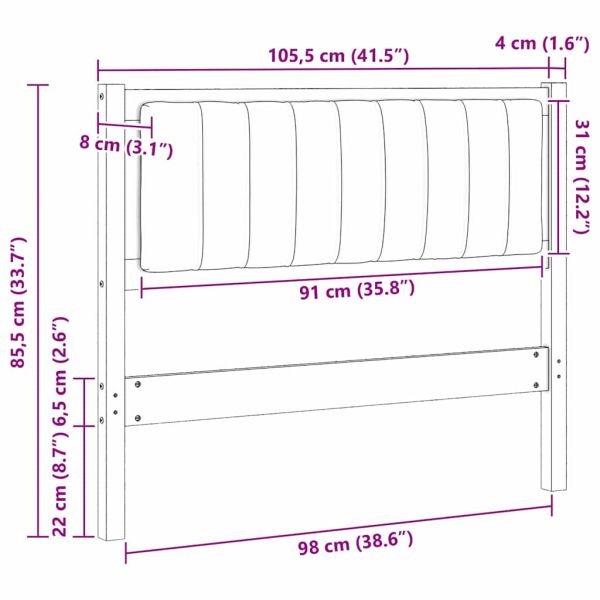 Тапицирана табла с таблото Бяло 100 cm Солидно борово дърво