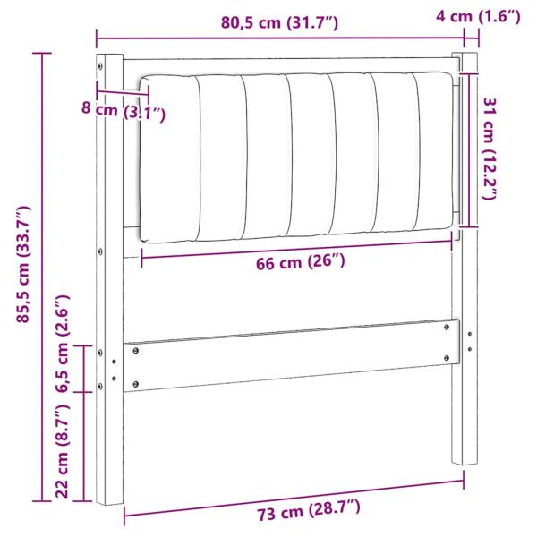 Тапицирана табла с таблото Кафяво 75 cm Солидно борово дърво