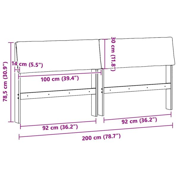 Тапицирана табла Таупе 200 cm Солидно борово дърво