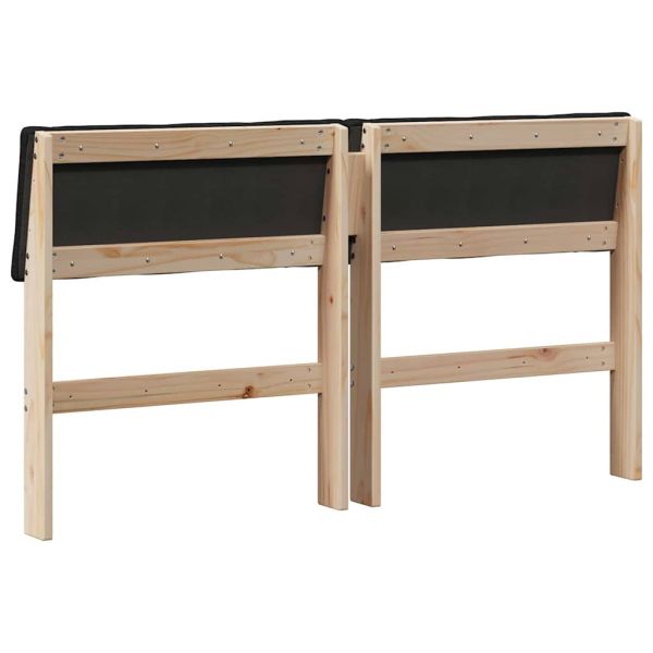 Тапицирана табла Черно 140 cm Солидно борово дърво