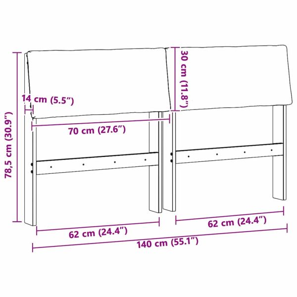 Тапицирана табла Черно 140 cm Солидно борово дърво