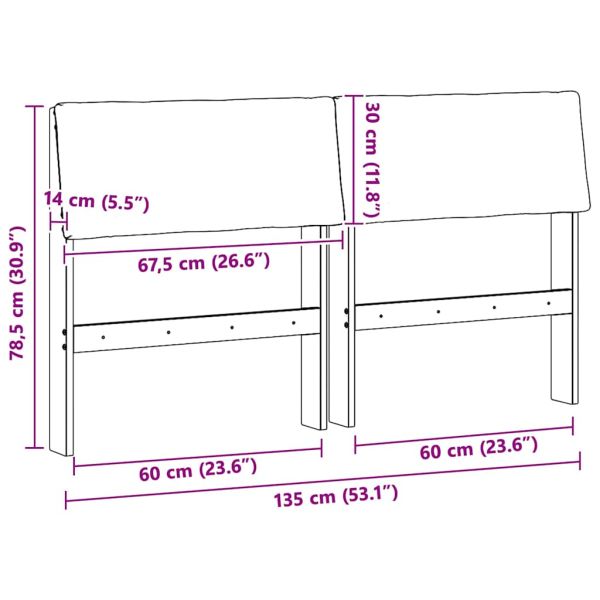 Тапицирана табла Тъмен сив 135 cm Солидно борово дърво