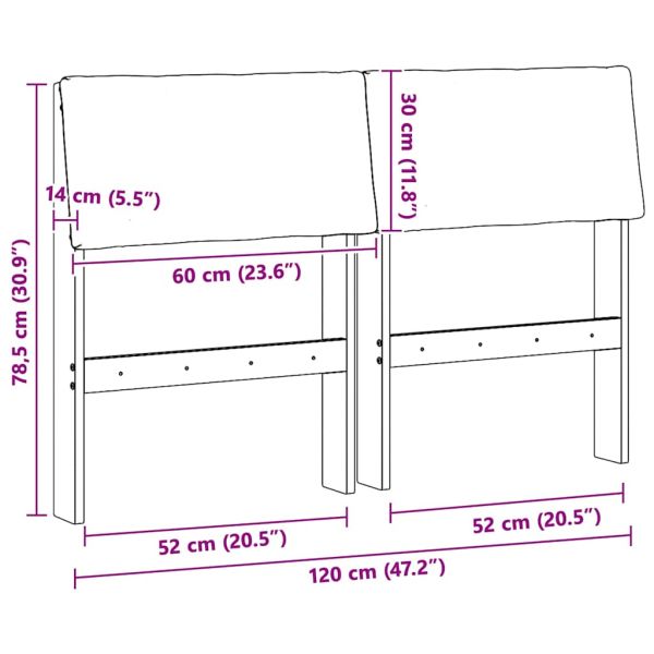 Тапицирана табла Таупе 120 cm Солидно борово дърво