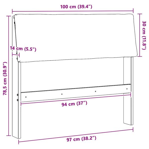 Тапицирана табла Светлосиво 100 cm Солидно борово дърво