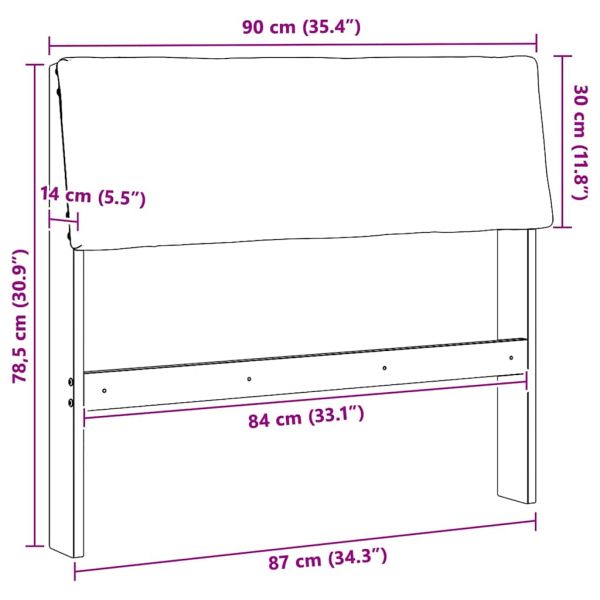 Тапицирана табла Тъмен сив 90 cm Солидно борово дърво
