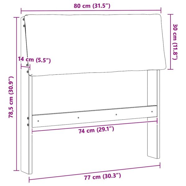 Тапицирана табла Светлосиво 80 cm Солидно борово дърво