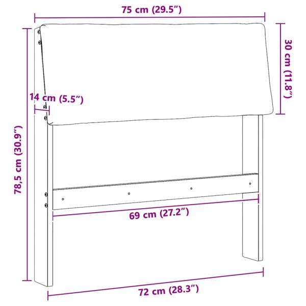 Тапицирана табла Черно 75 cm Солидно борово дърво