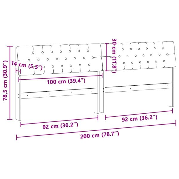 Тапицирана табла Таупе 200 cm Солидно борово дърво