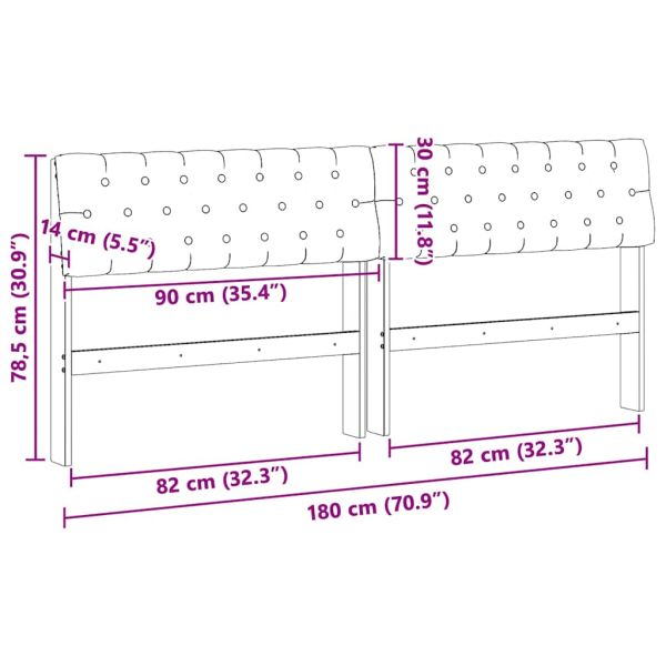 Тапицирана табла Тъмен сив 180 cm Солидно борово дърво