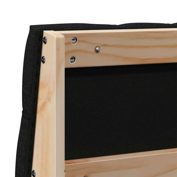 Тапицирана табла Черно 150 cm Солидно борово дърво