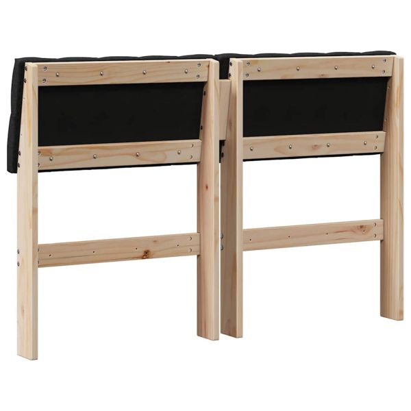 Тапицирана табла Черно 120 cm Солидно борово дърво