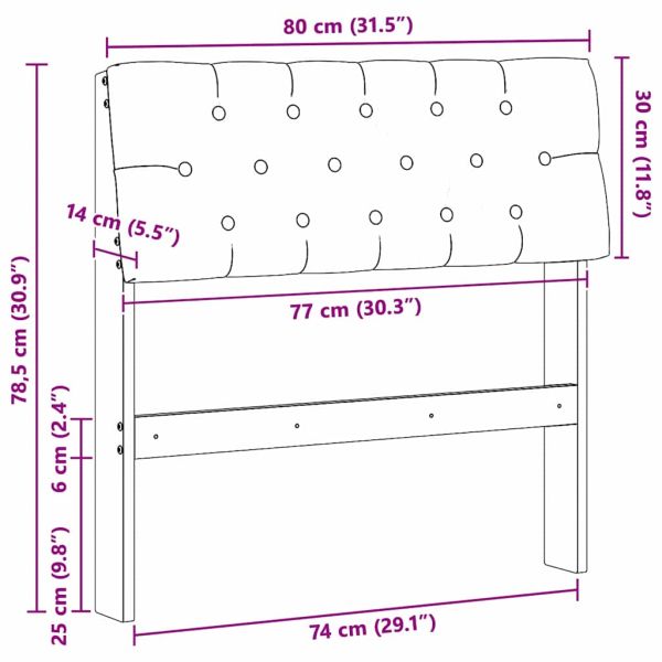 Тапицирана табла Тъмен сив 80 cm Солидно борово дърво