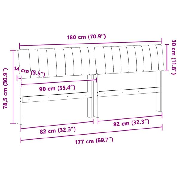 Тапицирана табла Таупе 180 cm Солидно борово дърво