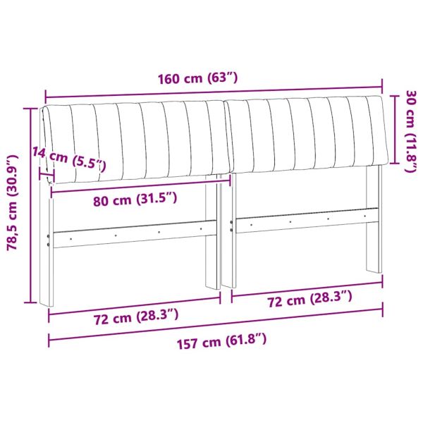 Тапицирана табла Черно 160 cm Солидно борово дърво