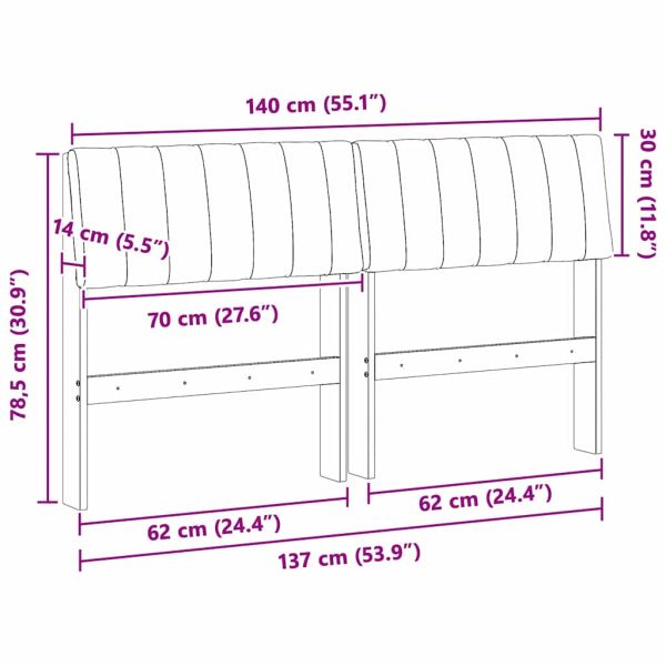 Тапицирана табла Тъмен сив 140 cm Солидно борово дърво