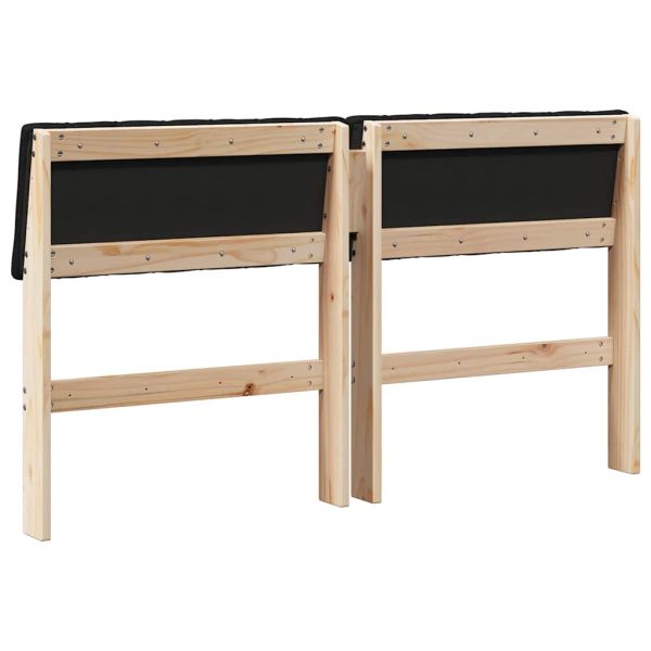 Тапицирана табла Черно 135 cm Солидно борово дърво