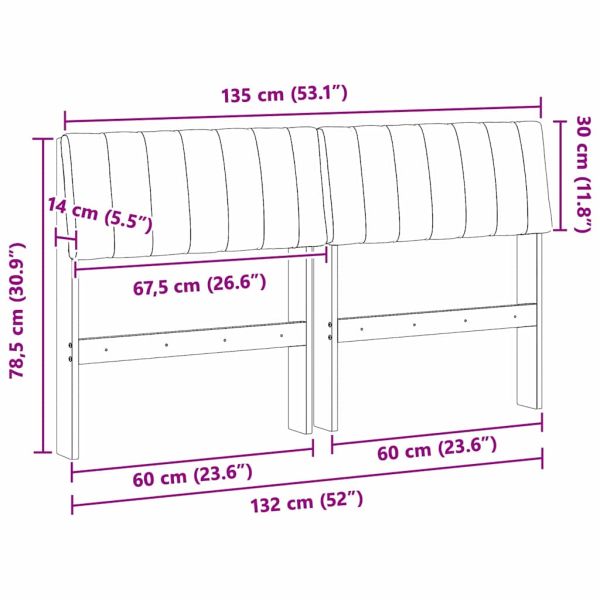 Тапицирана табла Таупе 135 cm Солидно борово дърво
