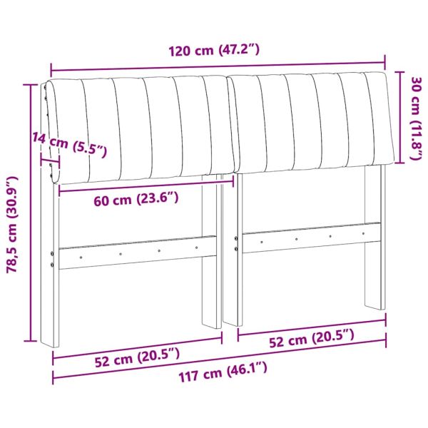 Тапицирана табла Таупе 120 cm Солидно борово дърво
