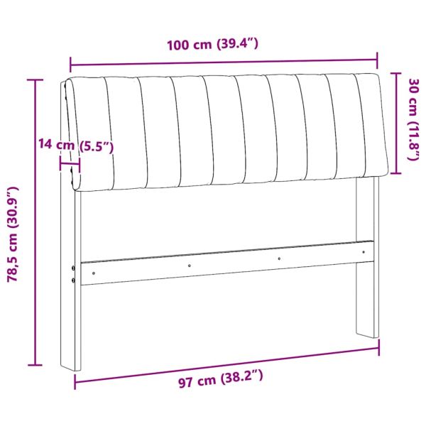 Тапицирана табла Таупе 100 cm Солидно борово дърво