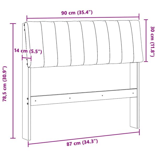 Тапицирана табла Светлосиво 90 cm Солидно борово дърво