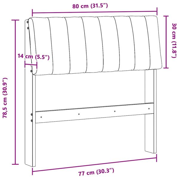 Тапицирана табла Тъмен сив 80 cm Солидно борово дърво