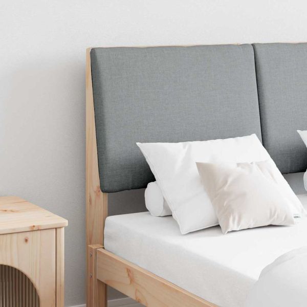 Тапицирана табла Светлосиво 135 cm Солидно борово дърво