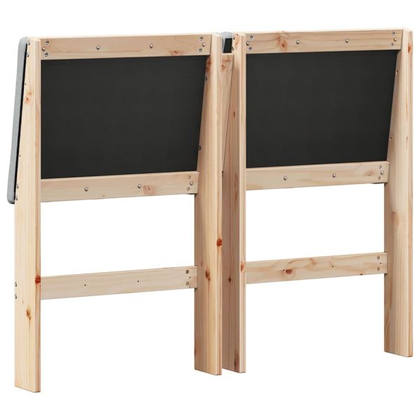 Тапицирана табла Светлосиво 135 cm Солидно борово дърво