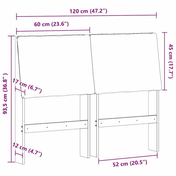 Тапицирана табла Светлосиво 120 cm Солидно борово дърво