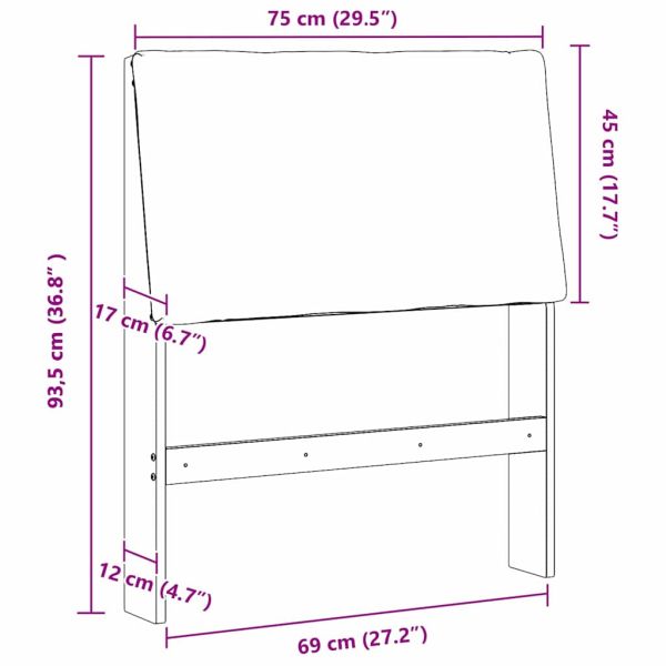 Тапицирана табла Тъмен сив 75 cm Солидно борово дърво