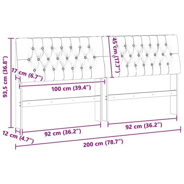 Тапицирана табла Тъмен сив 200 cm Солидно борово дърво