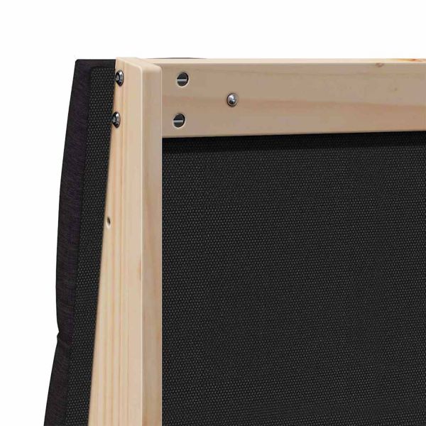 Тапицирана табла Черно 180 cm Солидно борово дърво