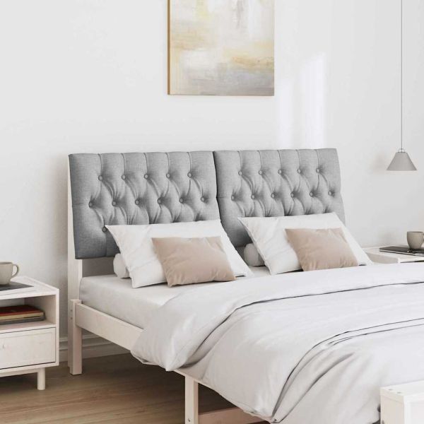 Тапицирана табла Светлосиво 135 cm Солидно борово дърво