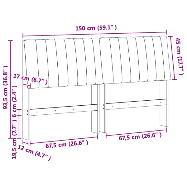 Тапицирана табла Черно 150 cm Солидно борово дърво