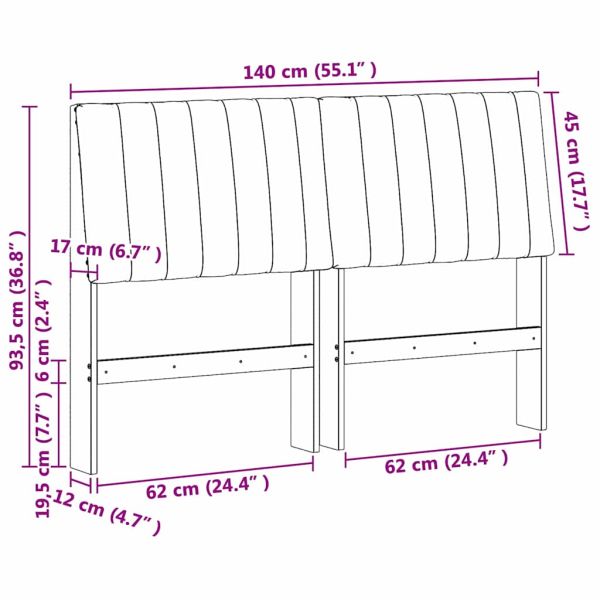 Тапицирана табла Черно 140 cm Солидно борово дърво