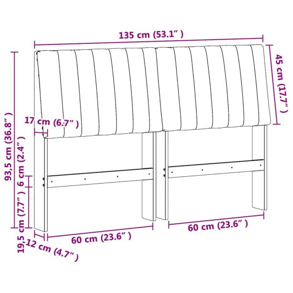 Тапицирана табла Таупе 135 cm Солидно борово дърво