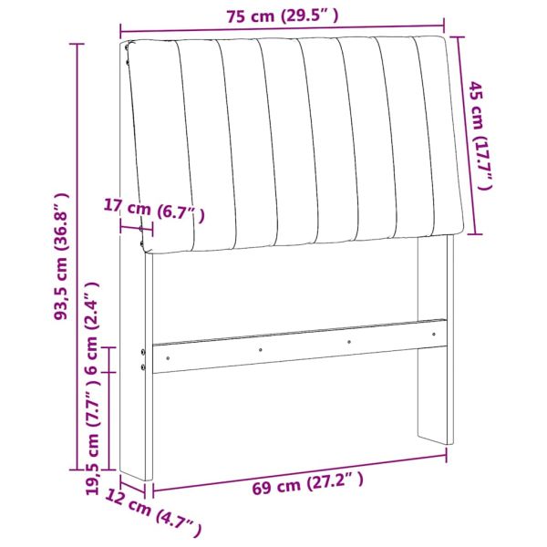 Тапицирана табла Тъмен сив 75 cm Солидно борово дърво